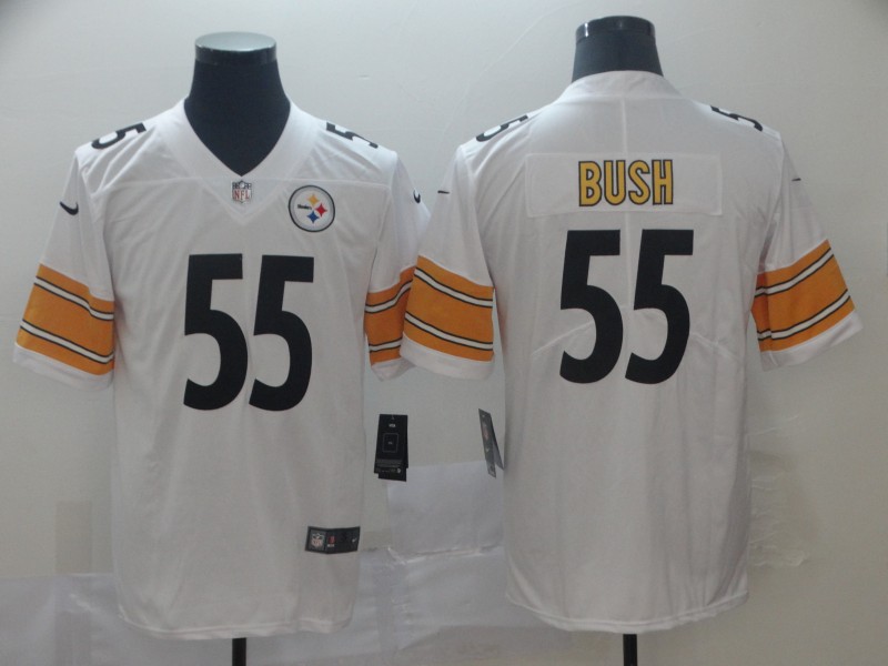 Men's Pittsburgh Steelers Devon Bush Jr. #55 White Jersey